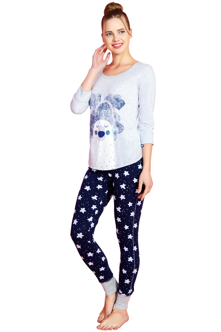 Pijama Dama Bumbac 100%, Model Sleep With Stars, Vienetta Secret
